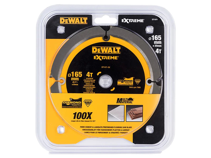 DEWALT Power Tools Extreme PCD Fibre Cement Saw Blade 165 x 20mm x 4T