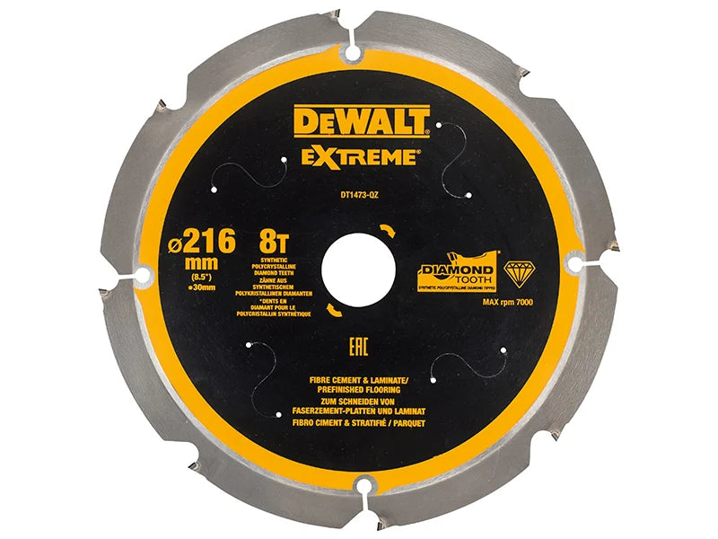 DEWALT Power Tools Extreme PCD Fibre Cement Saw Blade 216 x 30mm x 8T