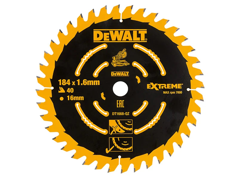 DEWALT Power Tools Cordless Mitre Saw Blade For DCS365 184 x 16mm x 40T
