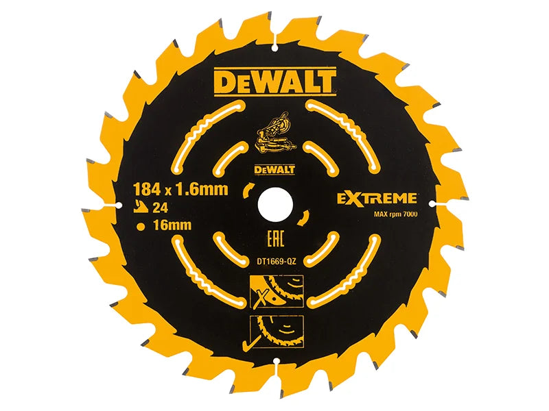 DEWALT Power Tools Cordless Mitre Saw Blade For DCS365 184 x 16mm x 24T