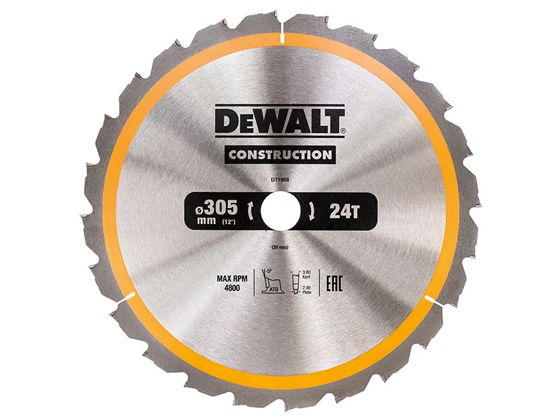 DEWALT Power Tools Stationary Construction Circular Saw Blade 305 x 30mm x 24T
