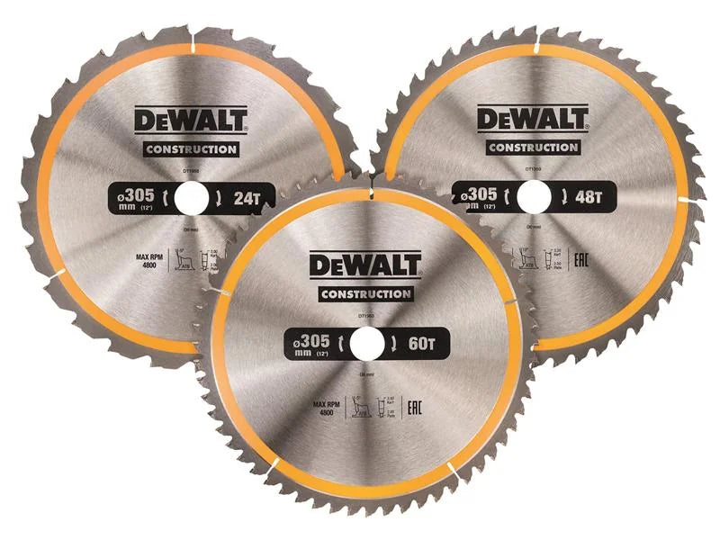 DEWALT Power Tools DT1964 Construction Circular Saw Blade 3 Pack 305 x 30mm x