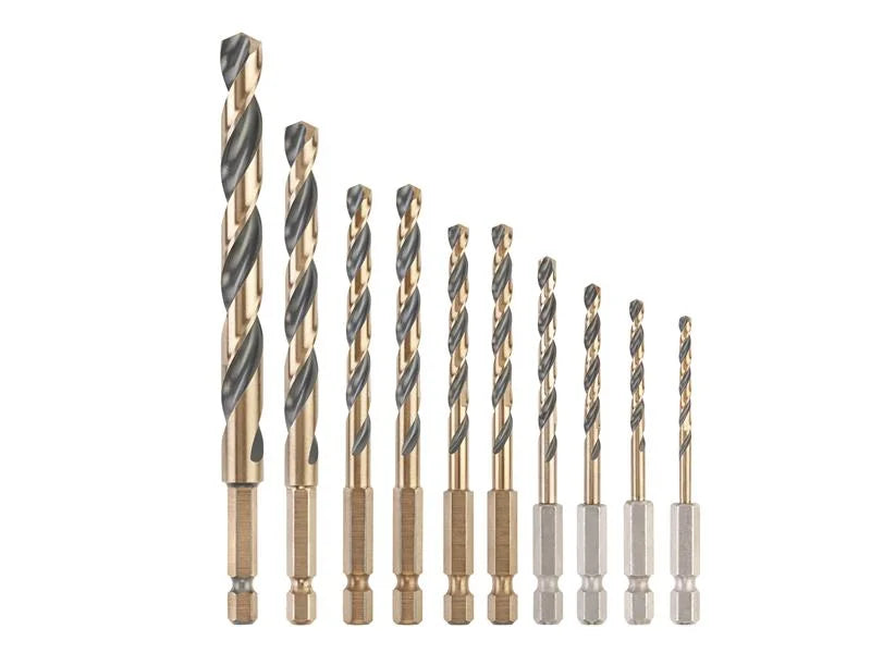 DEWALT Power Tools DT20620 BLACK&GOLD HSS Drill Set, 10 Piece - DT20620-QZ