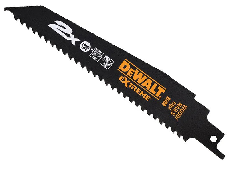 DEWALT Power Tools 2X Life Wood & Nail Reciprocating Blade x 6