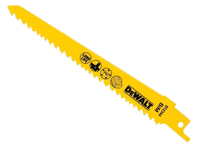 DEWALT Power Tools Bi-Metal Reciprocating Blade for Wood Cordless 152mm Pack of