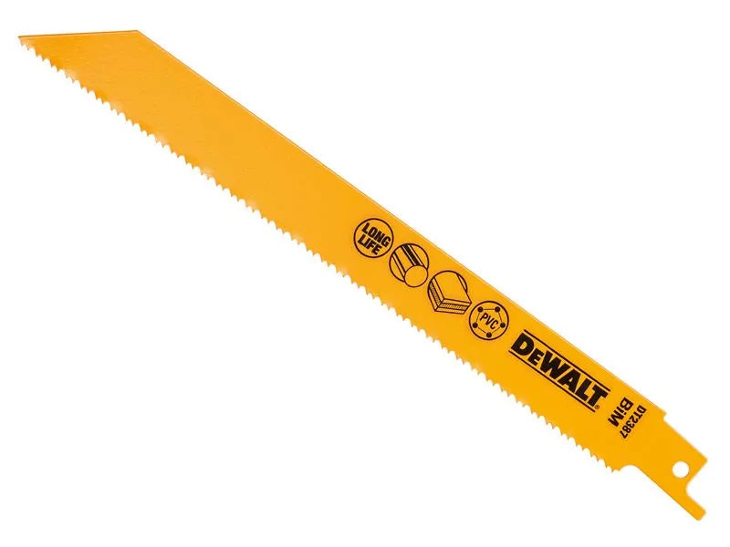 DEWALT Power Tools Bi-Metal Reciprocating Blade for Plastic & Pipes 203mm (Pack
