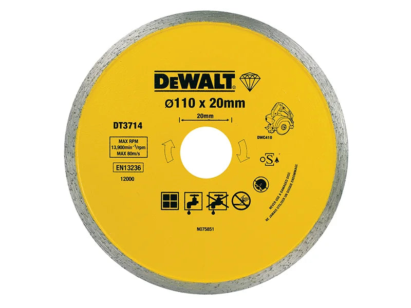 DEWALT Power Tools DT3714 Diamond Tile Blade 110 x 20mm - DT3714-QZ