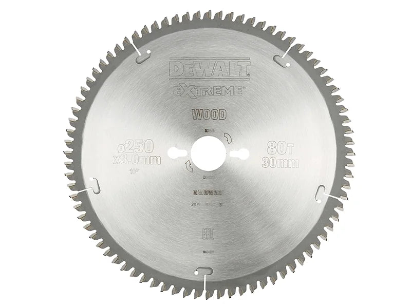 DEWALT Power Tools Series 40 Circular Saw Blade 250 x 30mm x 80T TCG/Neg