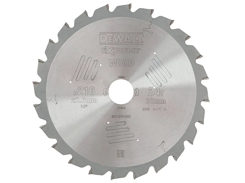 DEWALT Power Tools Series 60 Circular Saw Blade 216 x 30mm x 24T ATB/Neg