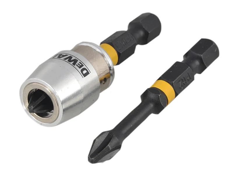 DEWALT Power Tools Impact Torsion Bits PH2 x 50mm (x2) and Magnetic Screwlock