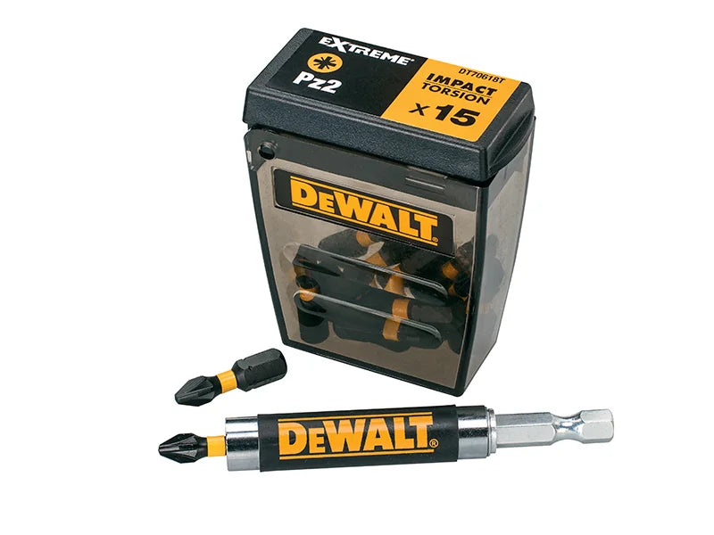 DEWALT Power Tools Extreme Impact Torsion Bits PZ2 (Tic Tac Box 15) and Holder