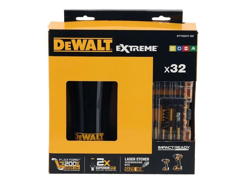 DEWALT Power Tools DT70903T FLEXTORQ™ Bit Set, 32 Piece & Travel Mug