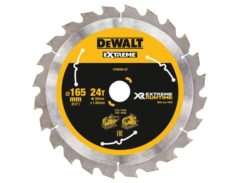 DEWALT Power Tools XR FlexVolt Plunge Saw Blade 165 x 20mm x 24T - DT99560-QZ