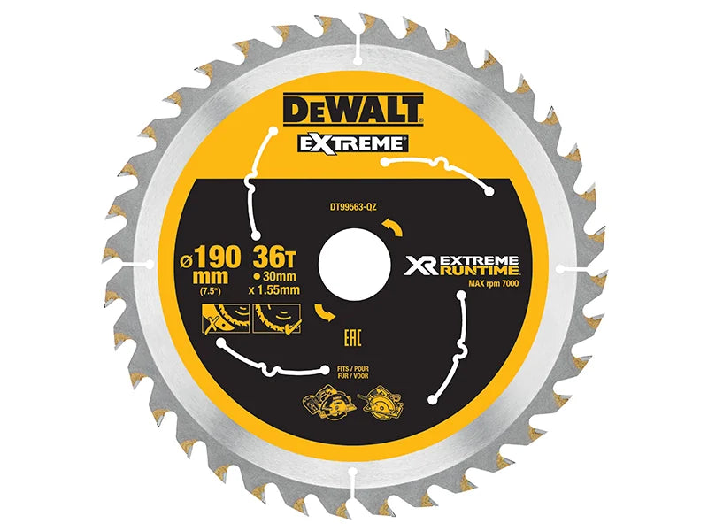 DEWALT Power Tools XR FlexVolt Circular Saw Blade 190 x 30mm x 36T - DT99563-QZ