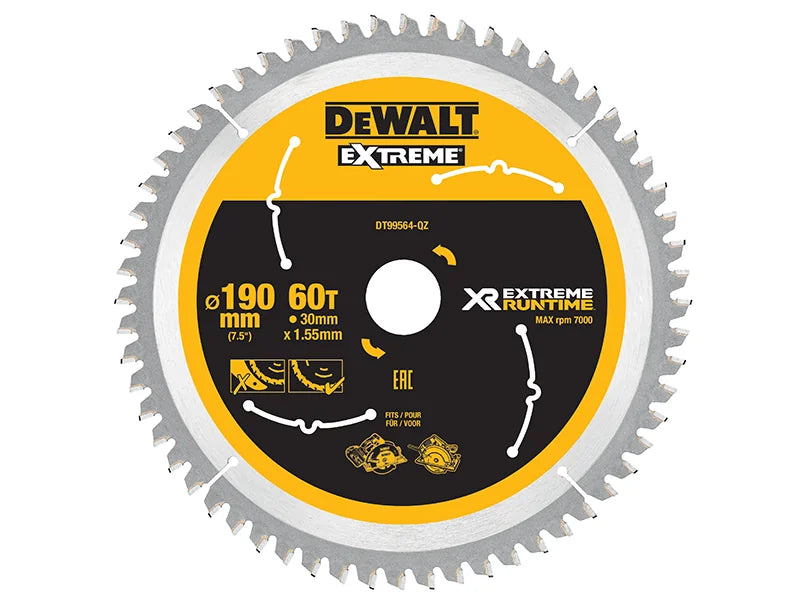 DEWALT Power Tools XR FlexVolt Circular Saw Blade 190 x 30mm x 60T - DT99564-QZ