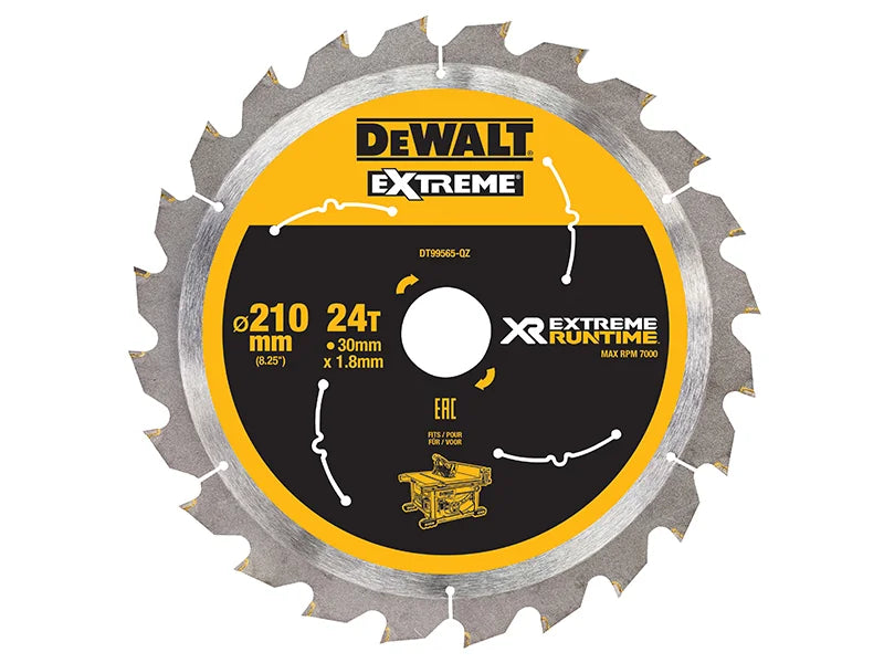 DEWALT Power Tools XR FlexVolt Table Saw Blade 210 x 30mm x 24T - DT99565-QZ
