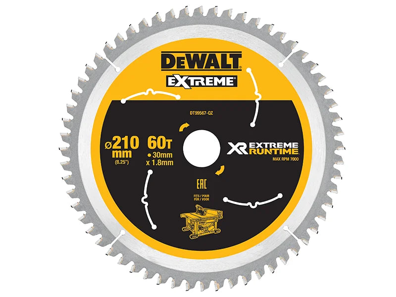 DEWALT Power Tools XR FlexVolt Table Saw Blade 210 x 30mm x 60T - DT99567-QZ