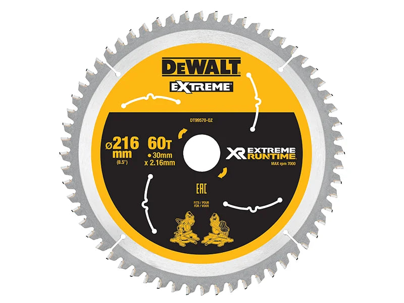 DEWALT Power Tools XR FlexVolt Circular Saw Blade 216 x 30mm x 60T - DT99570-QZ