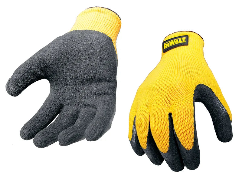 DEWALT Power Tools Yellow Knit Back Latex Gloves - Large - DPG70L EU