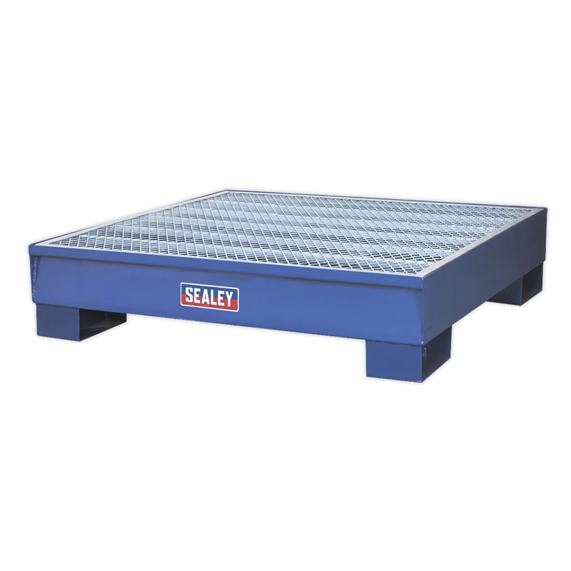 Sealey Steel Barrel Bund/Spill Pallet 1200x1200mm for 4 x 205L Drums