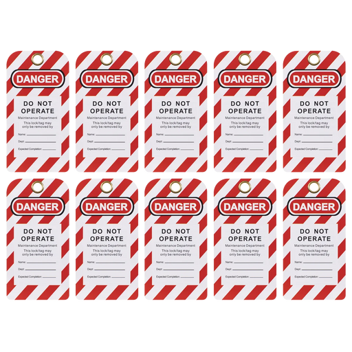 Sealey Lockout Safety Tag Set 10 Piece 75x145mm