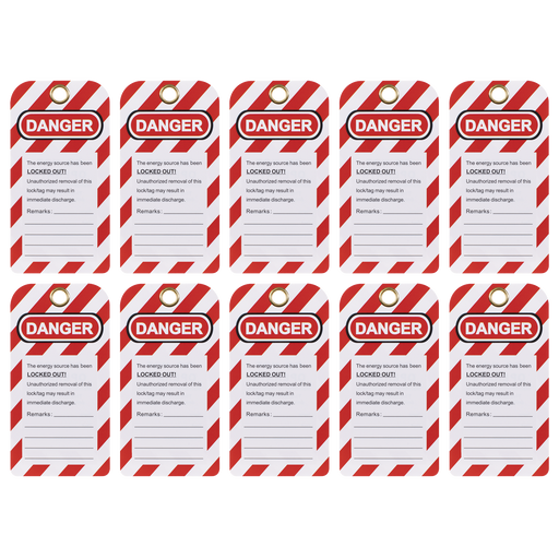 Sealey Lockout Safety Tag Set 10 Piece 75x145mm