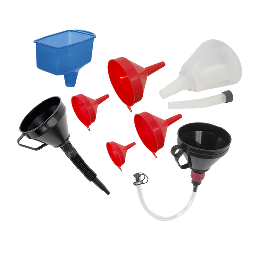 Sealey Funnel Combo 8 Piece Set with Various Sizes and Filters