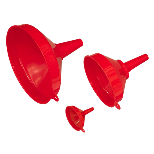 Sealey Fixed Spout Funnel Set 3 Piece Ø75, 150, 250mm