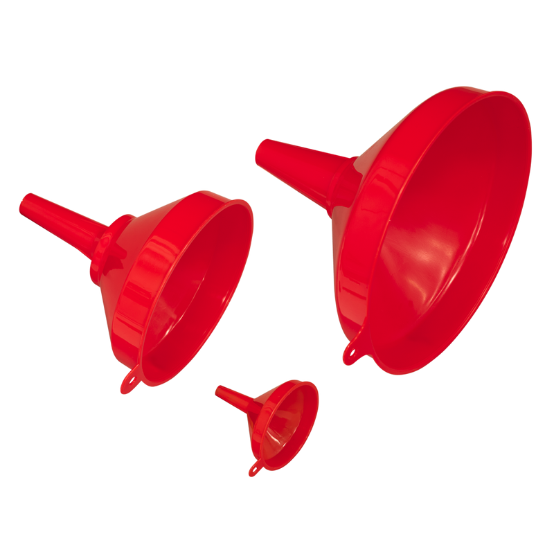 Sealey Fixed Spout Funnel Set 3 Piece Ø75, 150, 250mm