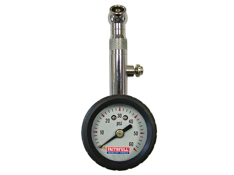 Faithfull Tyre Pressure Dial Gauge 60 psi - FAIAUPGAUGE