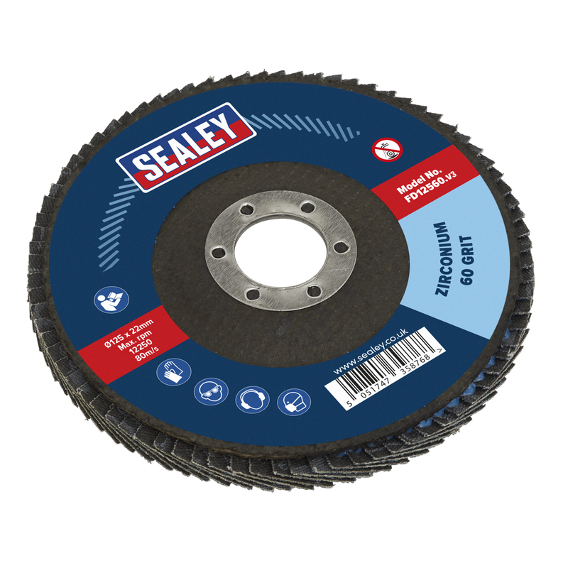 Sealey Flap Disc 115mm Zirconium 60Grit Ø16mm Bore