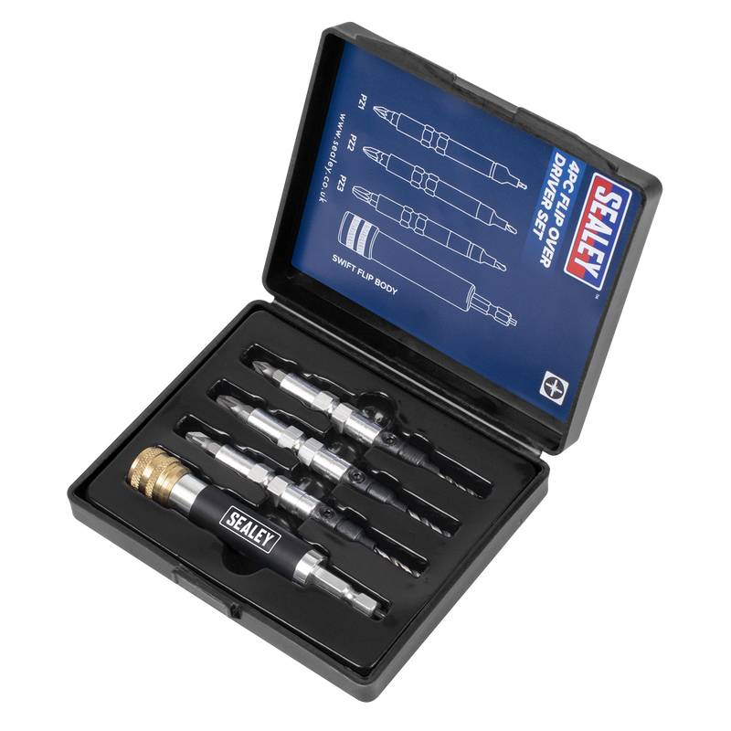 Sealey Flip-Over Drill/Driver Set 4 Piece - Ø2.38mm to Ø3.18mm