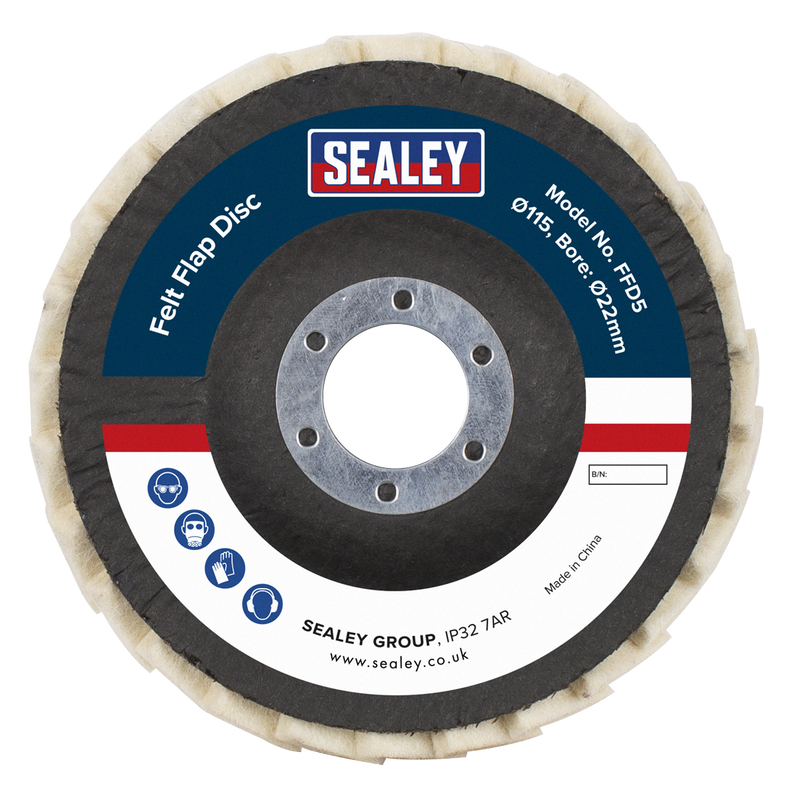 Sealey Felt Flap Disc Ø115mm Ø22mm Bore - Pack of 5