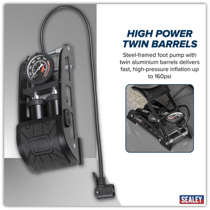 Sealey Twin Barrel Foot Pump FP6 1.6kg