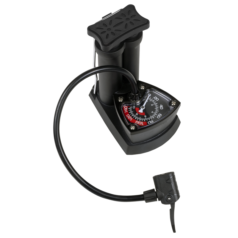 Sealey Mini Twin Barrel Bicycle Foot Pump 4bar/60psi & 8bar/120psi