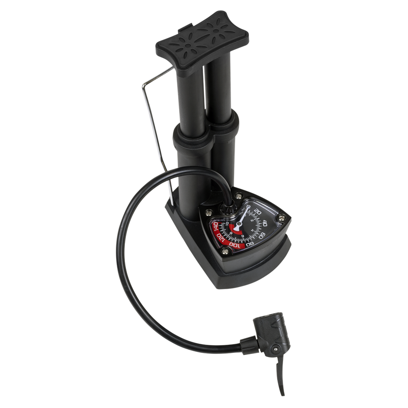 Sealey Mini Twin Barrel Bicycle Foot Pump 4bar/60psi & 8bar/120psi