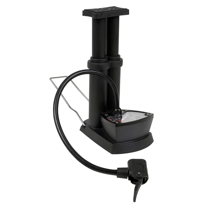 Sealey Mini Twin Barrel Bicycle Foot Pump 4bar/60psi & 8bar/120psi