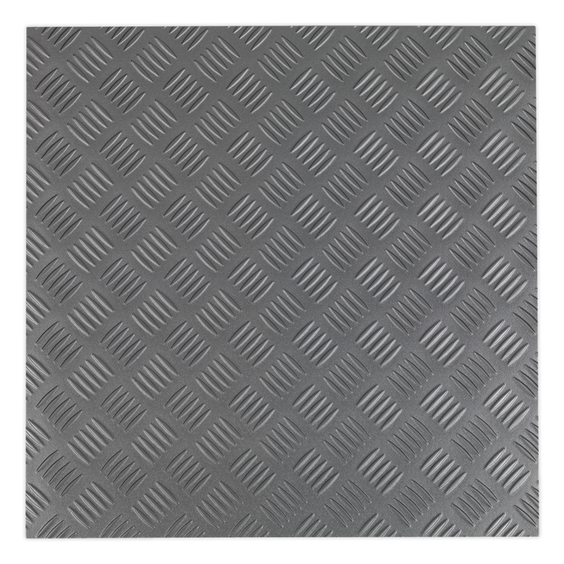 Sealey Vinyl Floor Tile FT1S 16 Pack Silver Treadplate 3.34m²
