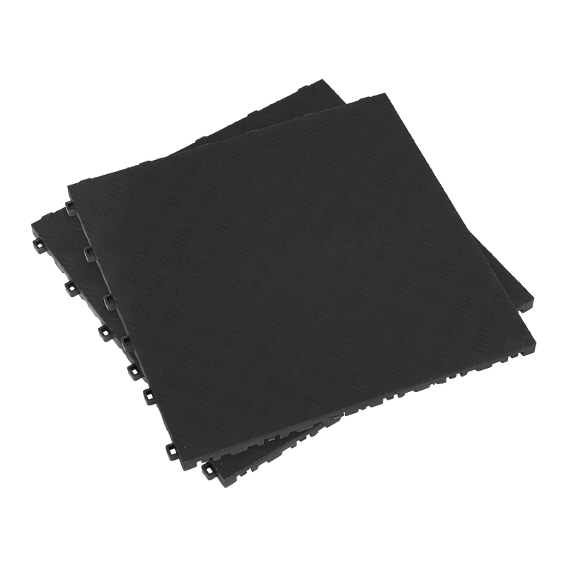 Sealey Polypropylene Floor Tile 400x400mm Black Treadplate Pack of 9