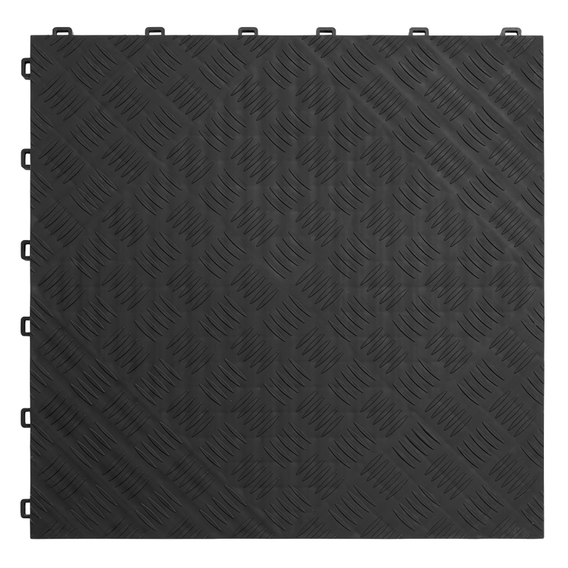 Sealey Polypropylene Floor Tile 400x400mm Black Treadplate Pack of 9