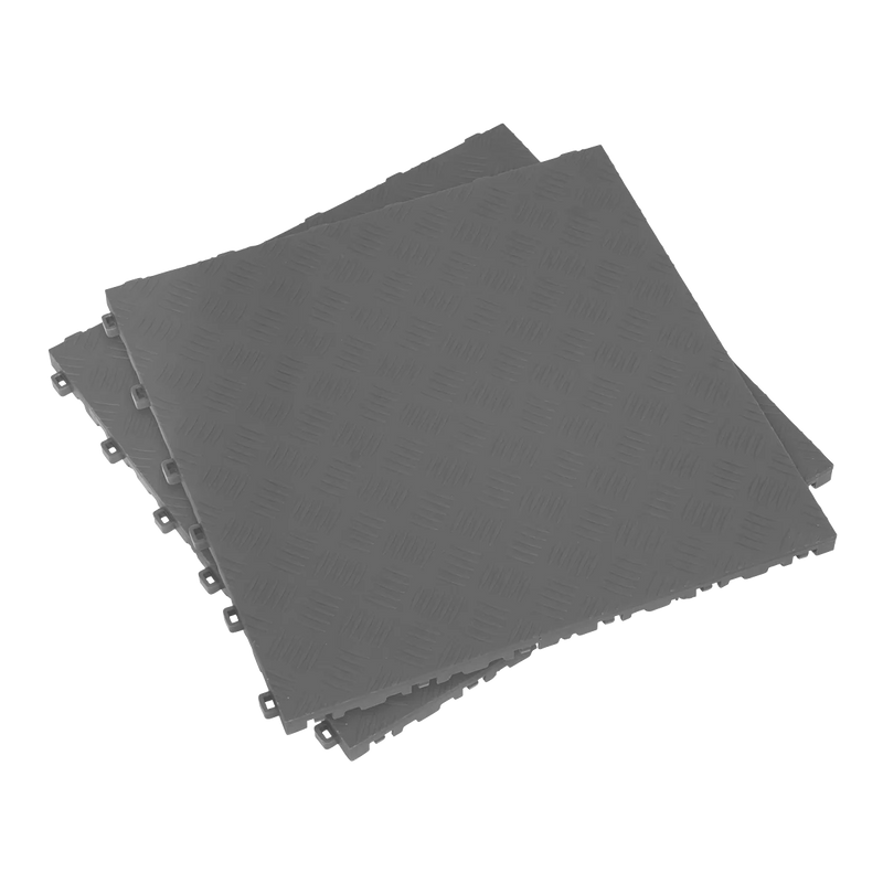 Sealey Polypropylene Floor Tile 400x400mm Grey Treadplate Pack of 9