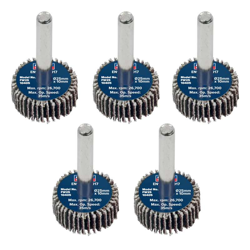 Sealey Abrasive Flap Wheel 25x10mm 40 Grit Pack of 5