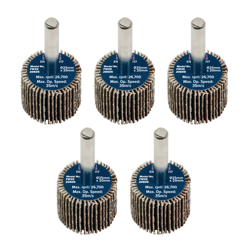 Sealey Abrasive Flap Wheel 25x10mm 60Grit Pack of 5