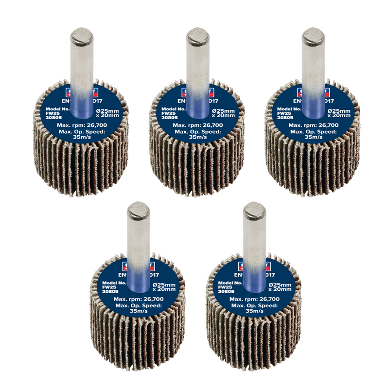 Sealey Abrasive Flap Wheel 25x10mm 80Grit Pack of 5