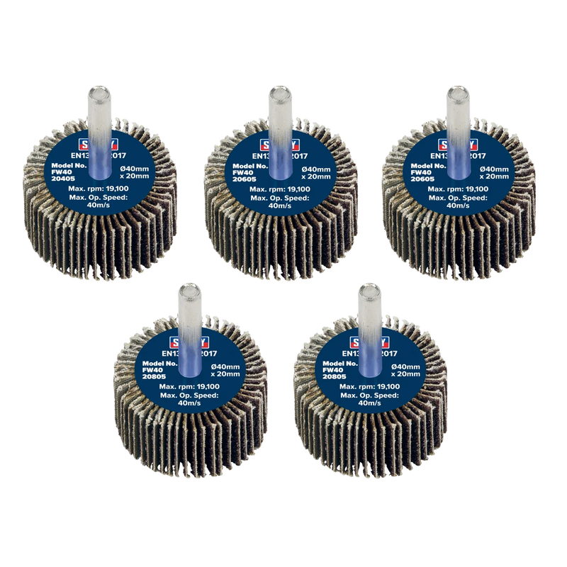 Sealey Abrasive Flap Wheel 40x20mm with 6mm Shaft - Pack of 5