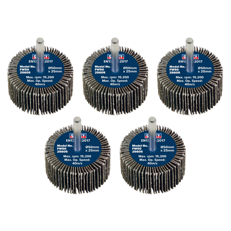 Sealey Abrasive Flap Wheel 50mm x 25mm 60 Grit Pack of 5