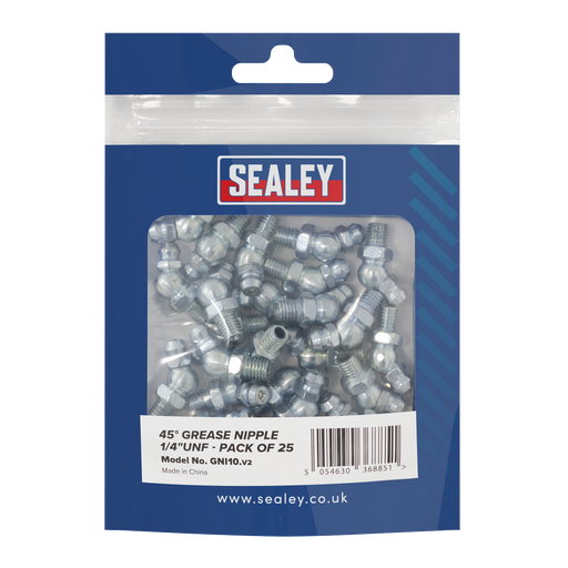 Sealey Grease Nipple 45° Angled 1/4"UNF - Pack of 25