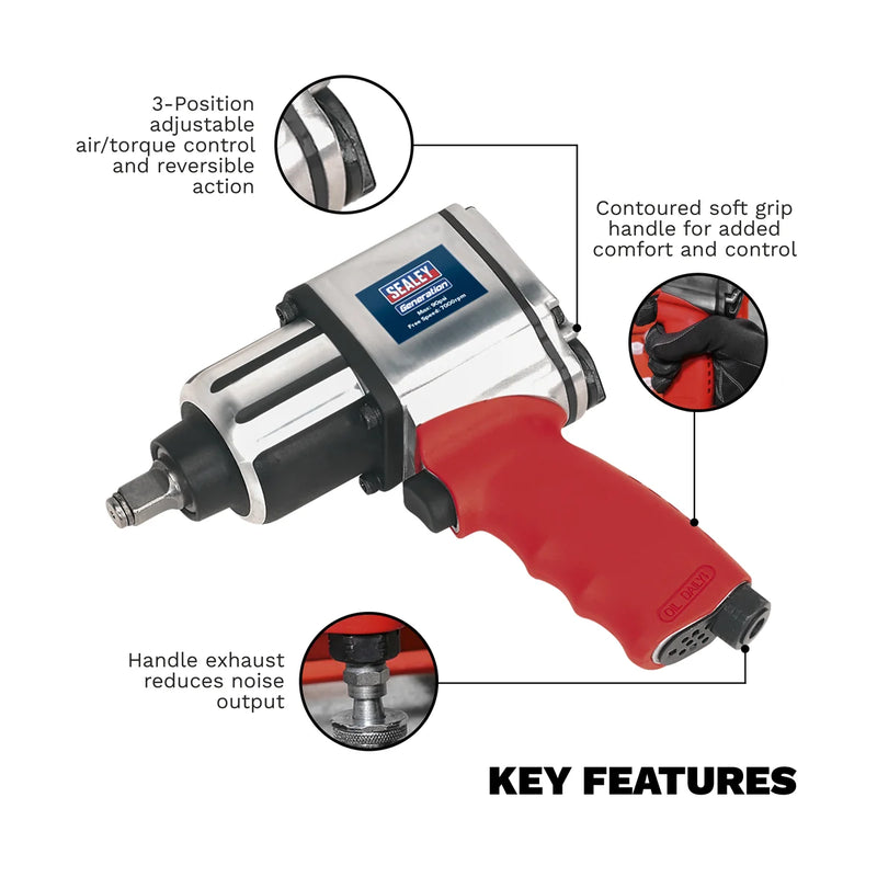 Generation Twin Hammer Air Impact Wrench 1/2" Drive 460lb.ft Torque