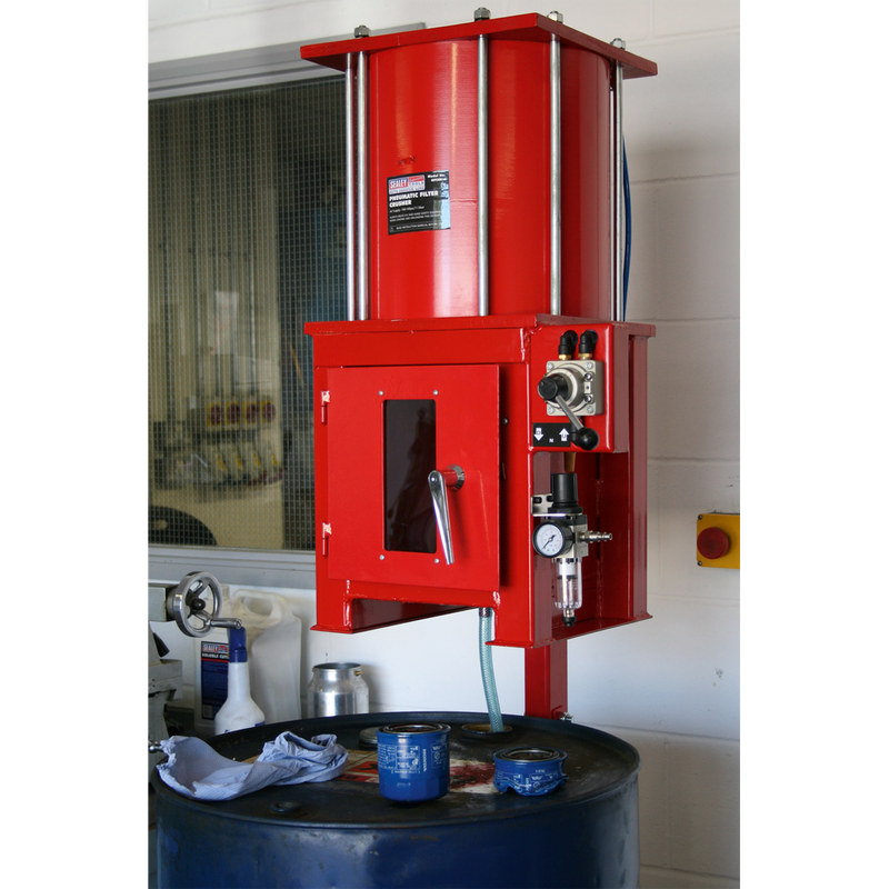 Sealey Pneumatic Oil Filter Crusher HFC08 10 Tonne Capacity