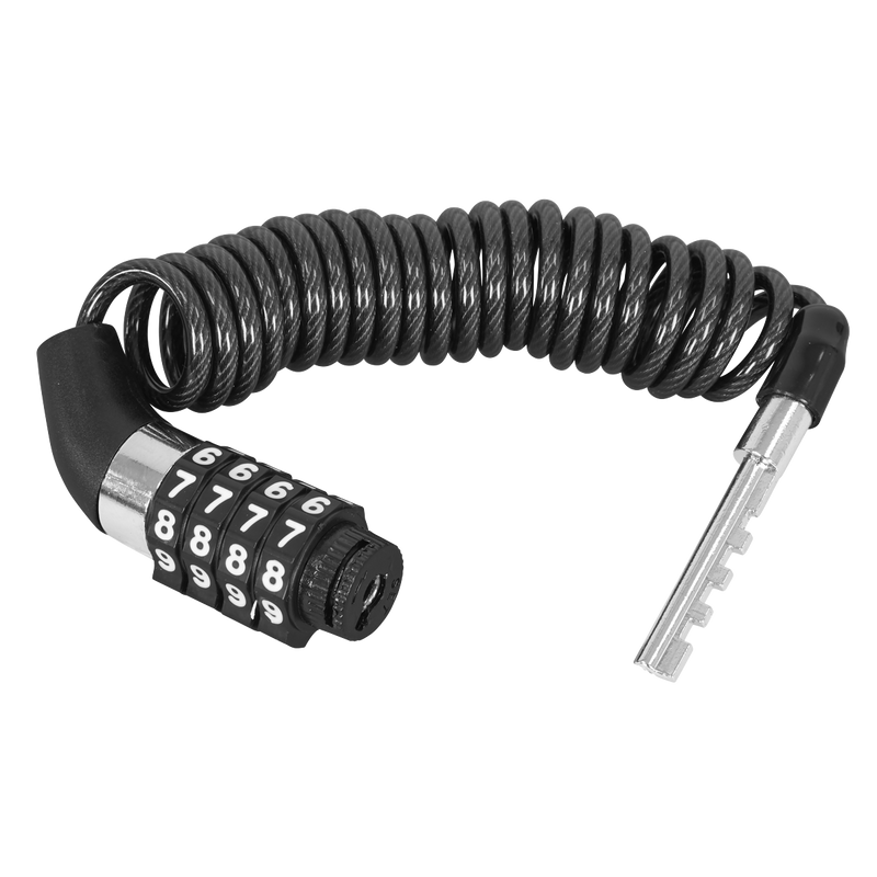 Sealey HGL01 Helmet/Gear Cable Lock 1.5m PVC Coated Steel